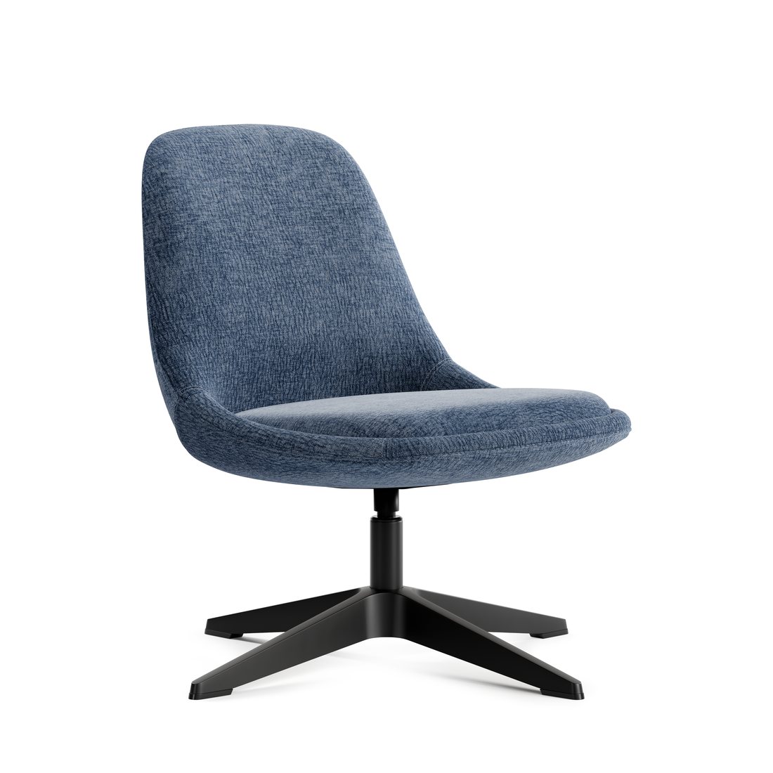 Mary lounge chair in Denim Blue on a black four-star base