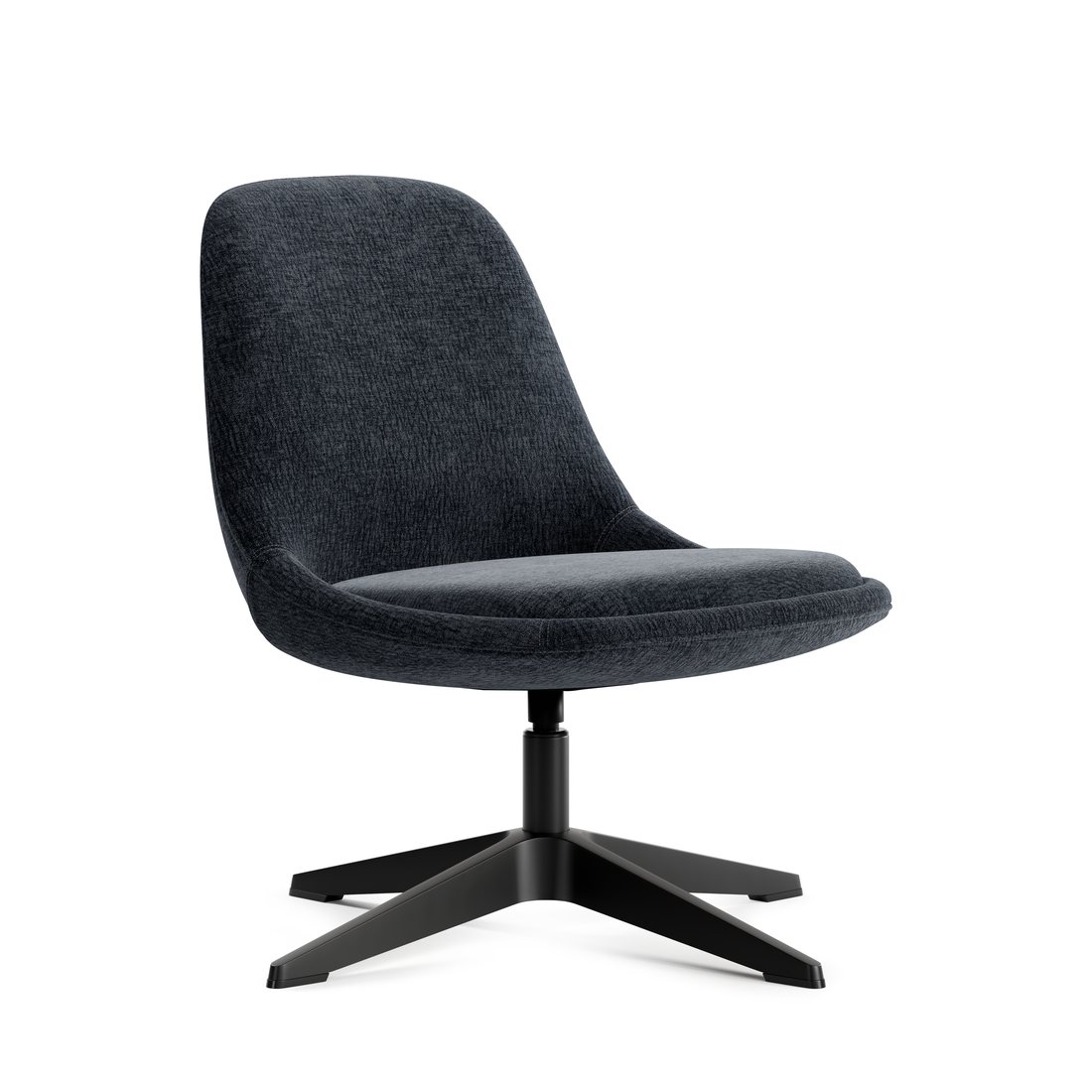 Mary lounge chair in Midnight on a black four-star base