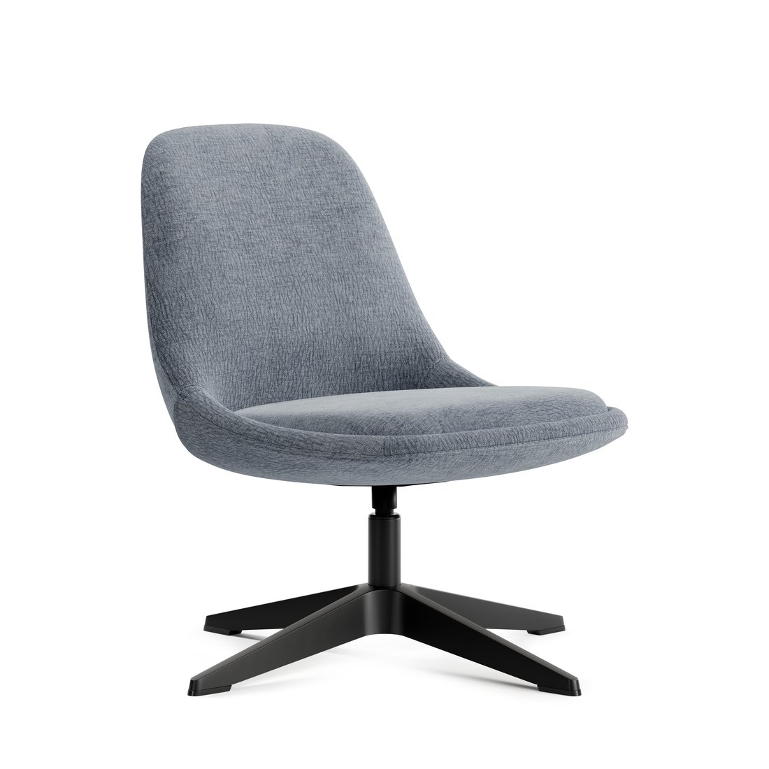 Mary lounge chair in Powdered Sky Blue on a black four-star base
